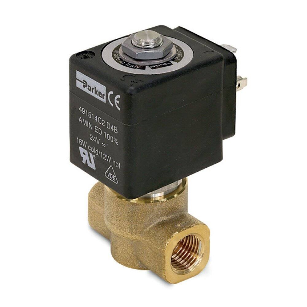 Parker Lucifer 2/2 Low-Lead Brass Valve for Water and Beverage Dispensers Direct Operated 1/4"Bsp N/C Ruby Orifice 3mm - No Coil - Coil Group 2.0/2.1/2.2