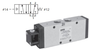 Parker Viking Lite Series 5/2 1/4"Bspp Single Air Pilot / Spring Return Directional Control Valve STD Temp