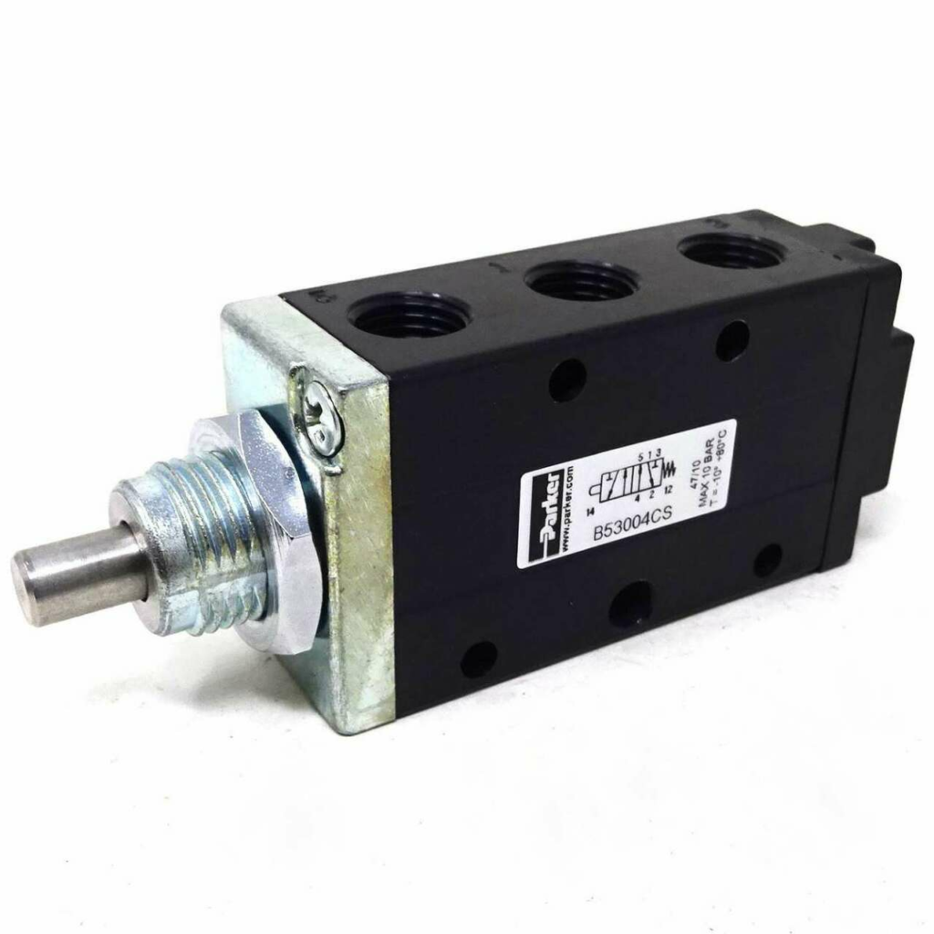 Parker B43/53 Series 5/2 1/4"Bspp Plunger / Spring Return Manual Valve HIGH Temp