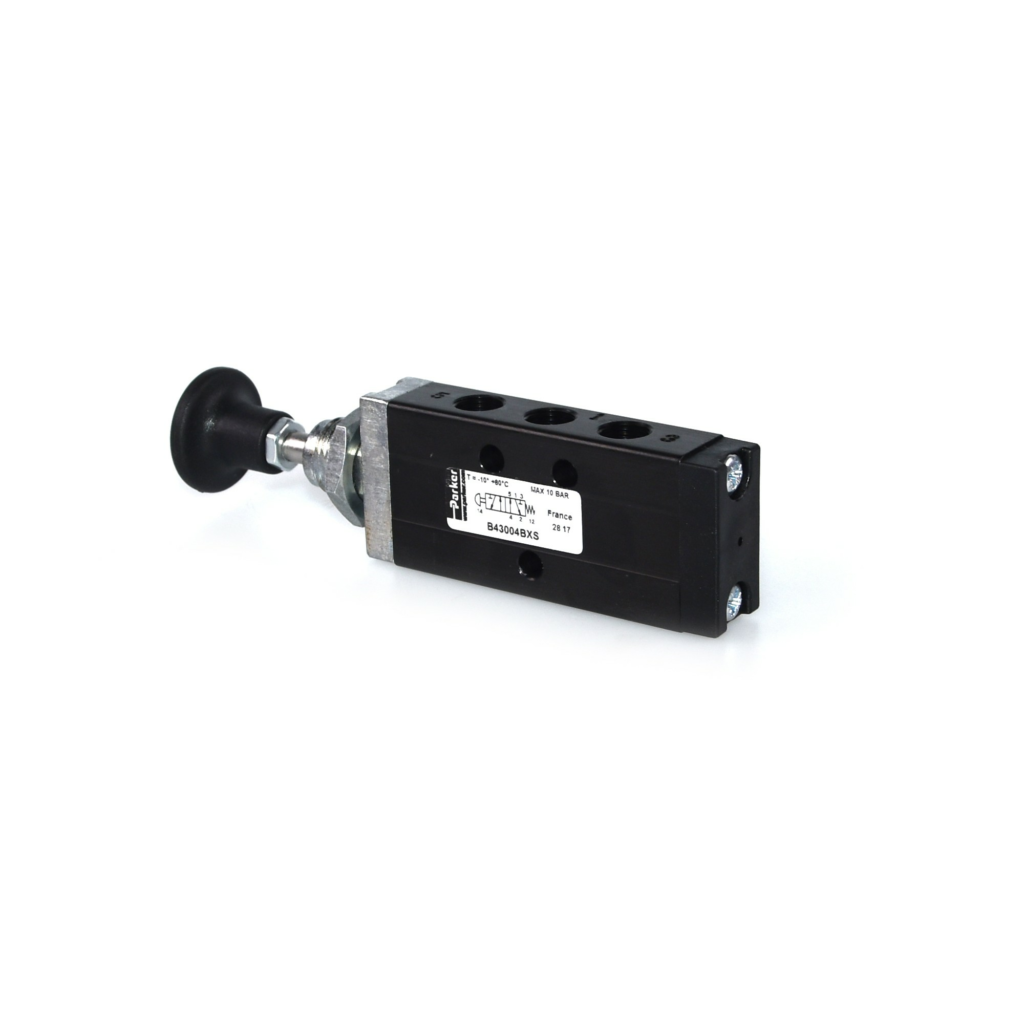 Parker B43/53 Series 5/2 1/8"Bspp Black Button / Air Return Manual Valve HIGH Temp