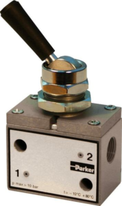 Parker HD Series 3/2 3/8"Bspp Lock Down Lever / Lever Return Manual Valve HIGH Temp