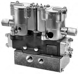 Parker SpeedKing, SK200 Series 4/2 Double Solenoid 1/4"Npt Subbase/Manifold Plug-In Valve w/Locking Override, Std Service - No Coil