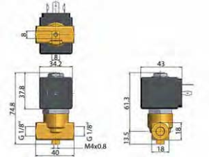 Parker General Purpose 2/2 Brass Valve Direct Operated PM146HV 1/8"Bsp N/C FKM Orifice 3mm - No Coil - Coil Group 20.1/20.2