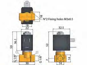 Parker General Purpose 2/2 Brass Valve Direct Operated N74.4FV 1/8"Bsp N/C FKM Orifice 2.5mm - c/w WB5.0 24Vdc - Coil Group 1.3