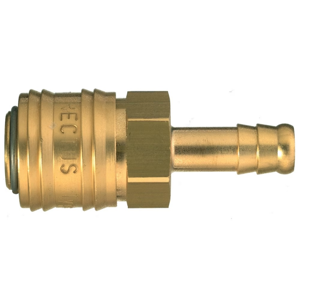 Parker Rectus 26 Series Brass 6mm Hose Barb Coupler with Single Shut-Off Valve