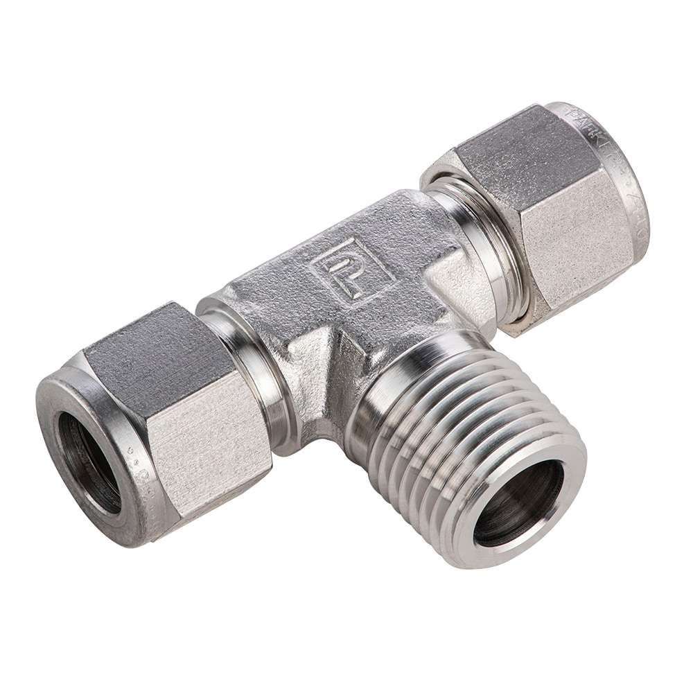 Parker A-LOK NPT Male Branch Tee - 1/2" Tube O.D. - 1/2" NPT - 316 Stainless Steel