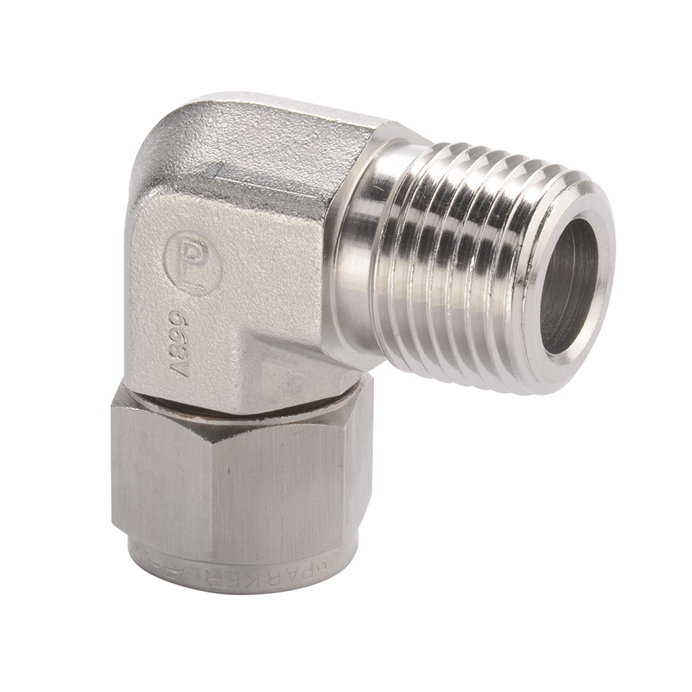 Parker A-LOK Male Elbow - 1/2" Tube O.D. - 1/2" NPT - 316 Stainless Steel