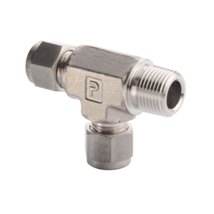 Parker A-LOK NPT Male Run Tee - 1/2" Tube O.D. - 1/2" NPT - 316 Stainless Steel
