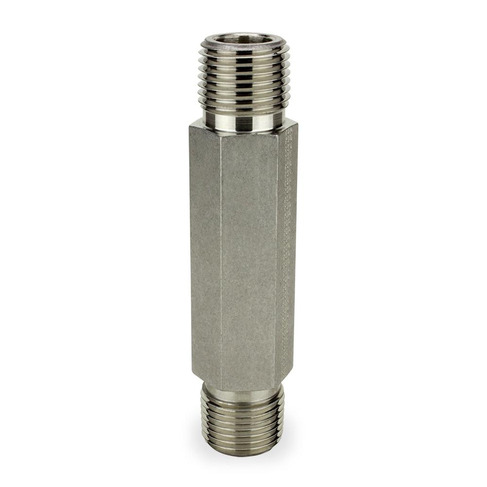 Parker Instrumentation Male Hex Long Nipple - 1/2" NPT - 1/2" NPT - 6.0" Long - 316 Stainless Steel